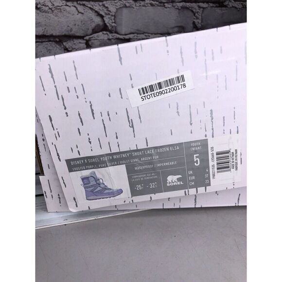 DISNEY X SOREL YOUTH WHITNEY FROZEN ELSA BOOTS FROSTED PURPLE SILVER Sz 5M US/37 - Picture 6 of 16